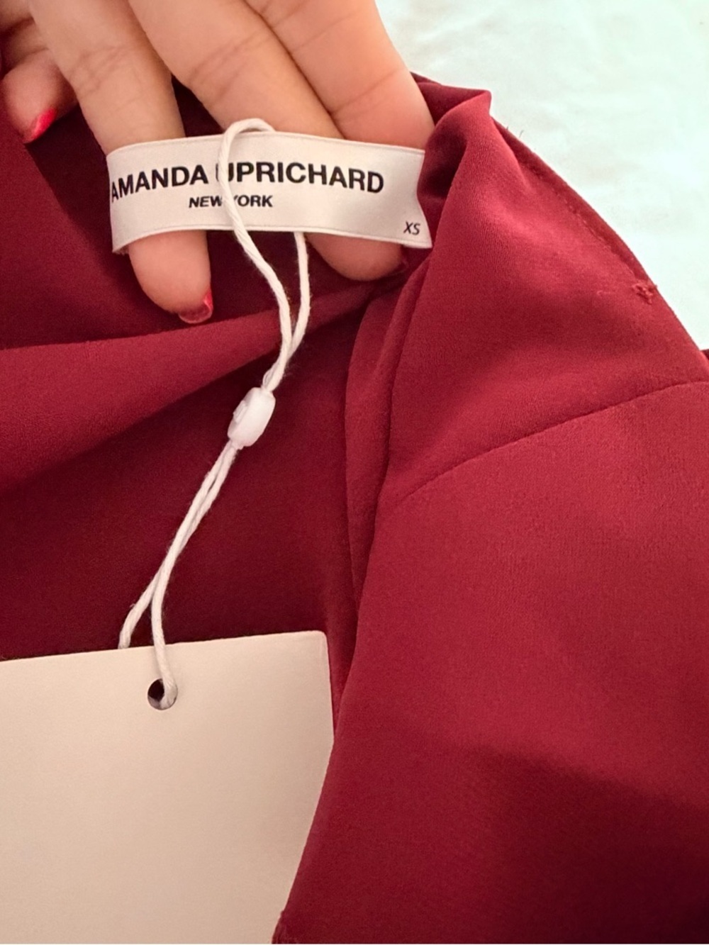 Amanda Uprichard Size XS Berry Pink V Neck Pleated Shoulder blouse oversized NWT - Picture 8 of 9
